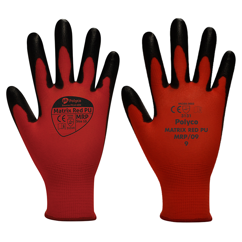 Polyco Matrix Red PU-Coated Work Gloves MRP